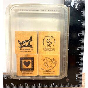 2002 STAMPIN' UP! Hand Made With Love Wood Mounted Rubber Stamp set of 4